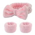 Miniatyrbillede 1 af 4: Bowknot ansigtsvask pandebånd håndledssæt pink