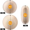 Miniatyrbild 4 av 5: Banneton Oval, brotform med ullfoder, oval brödkorg, jäskorg, upp till 0,7 kg deg, 30 x 14 x 7 cm