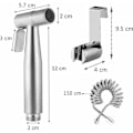 Miniatyrbillede 5 af 5: Håndholdt bidetsprøjte - med vandtankkrog og 59" ABS teleskopisk fleksibel bruserslange til VVS, Toilet, Bidet B