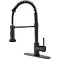 Miniatyrbillede 1 af 5: Køkkenarmatur med Pull Down Spray, Solid Messing Sort Fjederbelastet Kommerciel Køkkenvask Armatur med 10" Montering De