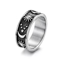 Pikkukuva 1 / 5: Unisex sormus Star Moon Sun Decoration Miehille Naisille Hieno pyöreä boheemisormus häihin Black and Silver US 12
