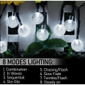 Pikkukuva 4 / 5: Outdoor Solar String Lights, 12M 100 LED Solar Crystal Ball Light Outdoor Waterproof 8 Modes, Hääjuhla, valkoinen