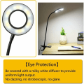Miniatyrbillede 3 af 5: Sort Clip-on-læsebordslampe USB-bordslampe 10-niveau dæmpbar LED-bordslampe， Velegnet til sovesale, soveværelser, personlig spa