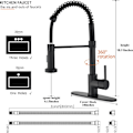 Miniatyrbillede 2 af 5: Køkkenarmatur med Pull Down Spray, Solid Messing Sort Fjederbelastet Kommerciel Køkkenvask Armatur med 10" Montering De