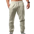 Pikkukuva 1 / 2: miesten kesäiset pellavahousut Khaki 3XL
