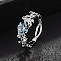Miniatyrbillede 4 af 4: Kvinder kreative blade Design Legering udhulet Rhinestone Ring Charm smykker US 7