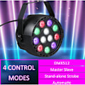 Miniatyrbillede 5 af 5: Spot-loftslys AC90-240V 12 LED Par-lys 8-kanals RGBW Mixing Stage Lighting med DMX Strobe og Sound Active Mod