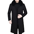 Miniatyrbillede 1 af 4: Fars efterår og vinter mellemlange tykke uldne frakke Black 4XL