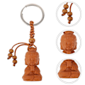 Miniatyrbillede 3 af 3: 2 stk træ Buddha skulptur nøglering nøglering vedhæng charme store gaver