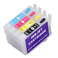 Miniatyrbilde 7 av 10: 4 stk. permanente chip-blekkpatroner for blekkskrivere i svart, cyan, magenta og gult for blekkskrivere T1431 T1432 T1433 T1434