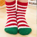 Miniatyrbild 2 av 2: Christmas Lady Soft Fluffy Bed Sovstrumpor Red White Striped 2 Pairs