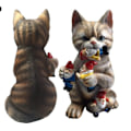 Miniatyrbillede 1 af 3: Kattehavenisse harpiks Jurassic Dinosaur Statue Spisende Gnome Have Art Ornament Dekoration (stribet kat Model A)