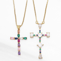 Miniatyrbillede 2 af 5: Halskæde Vintage Zircon Cross Fashion smykker Ac8877 B
