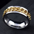 Miniatyrbillede 2 af 4: Punk mænd kvinder unisex rustfrit stål kæde indlagt finger ring band smykker gave White 9