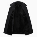 Miniatyrbillede 2 af 4: Fars efterår og vinter mellemlange tykke uldne frakke Black XL