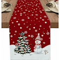 Miniatyrbillede 1 af 5: Glædelig jul bordløber 90 tommer lang vaskbar burlap linned bordsamling til spisning, fest, middag, ferie, C