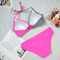 Miniatyrbild 3 av 5: kvinnor Bikini Set Vadderad BH Push Up Baddräkt Baddräkt Halter Badkläder Strandkläder Light Grey Rose Red 2XL