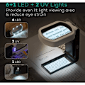 Miniatyrbillede 3 af 5: 25X 10X stående forstørrelsesglas med foldestander Oplyst LED-lup til læsning, reparation, syning - 85 x 55 mm