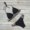 Miniatyrbild 3 av 4: kvinnor Vadderad Push Up Bikini Set Baddräkt Baddräkt Beach Simning Badkläder Leopard XL