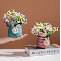 Miniatyrbild 3 av 5: Keramisk suckulentkruka med bambubricka Liten blomkruka Suckulentkruka Kaktusväxt Kruka Blomkruka Presentinnehåll