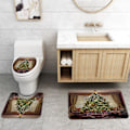 Miniatyrbillede 4 af 5: Digital Print Farve Juletræ Gardinmåttesæt Bruseforhæng Toilet Gulvmåtte Bruseforhæng 4-delt sæt, C03,