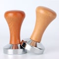 Miniatyrbillede 5 af 5: Kompaktor, mørk træhammer massivt rustfrit stål flad bund espressofyld, espresso tamper