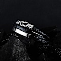 Miniatyrbild 4 av 5: armband, metall, läder, fläta