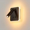 Miniatyrbillede 1 af 5: Firkantet sengelampe led læselys multifunktionel roterende væglampe med sort kontakt, varmt lys til soveværelse, entre