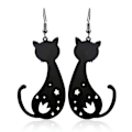 Miniatyrbillede 1 af 2: øreringe Glossy Surface Hollow Kitten Black Metal Eardrops For Party