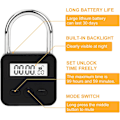 Miniatyrbild 3 av 5: Smart Time Lock Max 99 timmars tidslås med LCD-skärm USB Uppladdningsbart säkerhetshänglås Kraftig metall elektroniskt timerlås (svart)