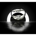 Miniatyrbillede 1 af 5: Quicksand Art 3D Rund Glas Quicksand Landskab, Kontorindretning, Sort, Sort, 7 tommer