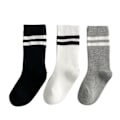 Miniatyrbillede 1 af 3: Børnestrømper koreansk version af college-stil mesh parallelle stænger studerende i røret sokker fodbold sokker (sort og hvid gruppe M [3-5 år)