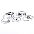Pikkukuva 2 / 5: 10kpl/ set Retro Boho Elephant Flower Moon Bove Knuckle Midi Finger Ring Korut Silver