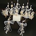 Miniatyrbillede 3 af 5: Pearl Crown pandebånd med kvast øreringe Halvcirkulært design Elegant letvægts langvarig til