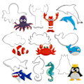 Miniatyrbillede 2 af 5: Whale Shark Cookie Cutting Die Sæt med 9 stykker Rustfrit Stål Pingvin Marine Dyr Sæt Krabbe Form Omelet,