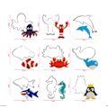 Miniatyrbillede 3 af 5: Whale Shark Cookie Cutting Die Sæt med 9 stykker Rustfrit Stål Pingvin Marine Dyr Sæt Krabbe Form Omelet,