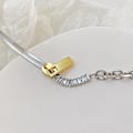 Miniatyrbillede 3 af 5: Splejset kæde titanium lynlås halskæde