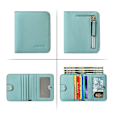Miniatyrbild 1 av 3: Kvinnors Compact Bifold lyxig plånbok i äkta läder light blue