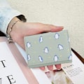 Miniatyrbillede 3 af 5: Kawaii Pung Til Piger Sød Kat Vegansk Læder Kortholder Organizer Small Trifold Dame Pung, Menw Cat A916-782 Green