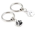 Miniatyrbillede 2 af 3: 2 stk Nøglering i rustfrit stål Hundepote Charm Kat Sympatigaver Hundefodspor Charm Hundemindesgaver Mindesmærke til kæledyr
