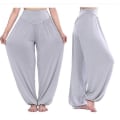 Miniatyrbillede 1 af 2: Yogabukser med brede ben til kvinder Light Gray L