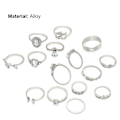 Miniatyrbild 4 av 4: 15st Trendig Fingerring Fint utförande All Match Silver Färg Hollow Out Dam Ring för att gå ut