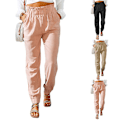 Miniatyrbild 5 av 5: Ruffled Stretch Haremsbyxor för kvinnor Pink L