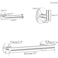 Miniatyrbillede 2 af 5: Mat sort 30 cm håndklædeholder kompatibel med badeværelse med toiletpapir dåse og krog, selvklæbende badeværelsestilbehør uden boring, 3 rum