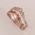 Miniatyrbillede 5 af 5: 1 par Finger Circlet Ensfarvet Romantisk V Form Guirlande Form Matchende Kvinder Circlet Sæt Bryllupsgave Silver US 8