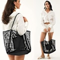 Miniatyrbillede 5 af 5: Mesh Beach Tote Dame Skulder Håndtaske A916-624 Black