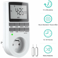 Miniatyrbillede 1 af 5: Digital programmerbar stikkontakt, ugentlig digital timer med LCD-skærm, 12H/24H/7Days Power Outlet Timer, Energibesparelse for