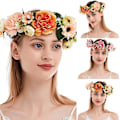 Pikkukuva 5 / 5: Flower Headpand Naisten säädettävä kukkakruunu Flower Garland -hiuspanta Orange