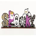 Pikkukuva 1 / 4: 3-osainen set halloween puisia koristeita, joissa pohjakirjaimet kurpitsa pöytätarvikkeet koristeet,