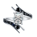 Miniatyrbild 1 av 5: Inlagd svart strass dekorativ damring Fint utförande Fyrkantig Cubic Zirconia Spiral Creative Ring Smycken Tillbehör US 9